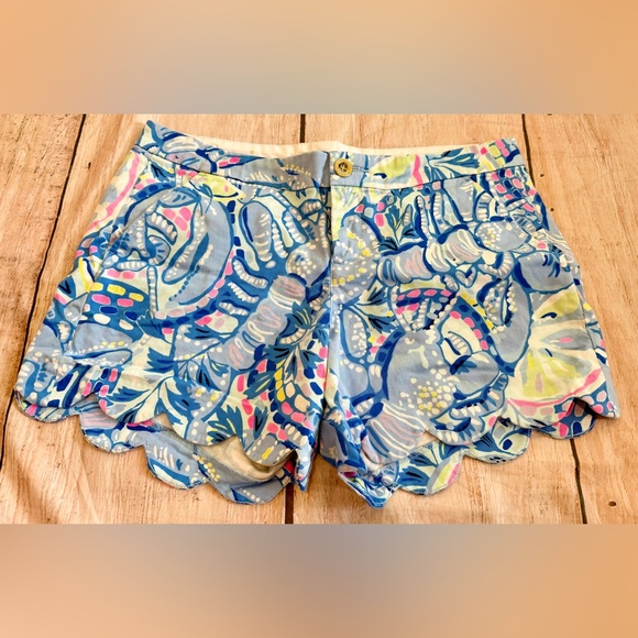 Lilly Pulitzer Pants - Lilly Pulitzer Buttercup Stretch Scallop Hem Shorts Size 8